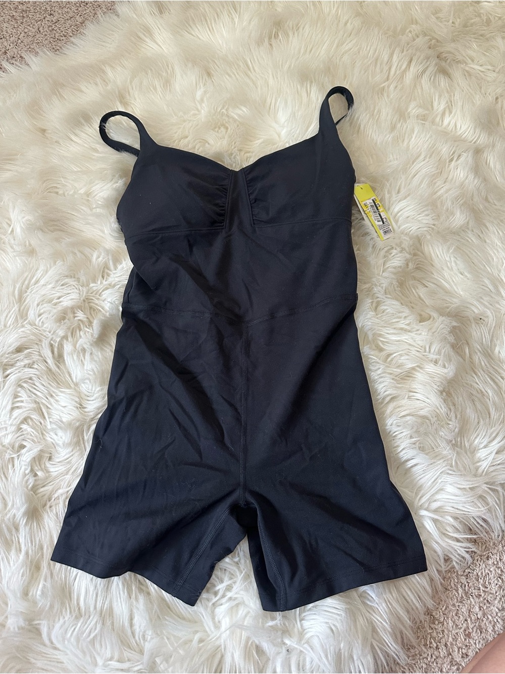NWT all in motion Black Fitted Romper Jumpsuit built in padding